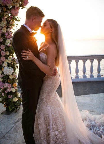 Michele Lacroix with her husband, Kevin De Bruyne on their wedding day.